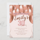 Balloons Confetti 30. Geburtstag Party Custom Einladung (Vorderseite)