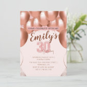 Balloons Confetti 30. Geburtstag Party Custom Einladung (Stehend Vorderseite)