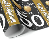 Balloons Confetti 50. Geburtstag BLACK GOLD K96Z Geschenkpapier (Rolleneckpunkt)