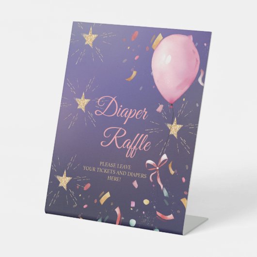 Balloons & Confetti Diaper Raffle-Zeichen Sockelschild (Vorderseite)