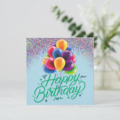 Balloons & Confetti Einladung (Stehend Vorderseite)