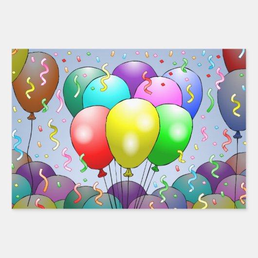 Balloons & Confetti Geschenkpapier Set (Vorderseite 2)