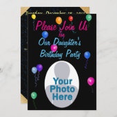 Balloons Custom Birthday Einladung (Vorne/Hinten)