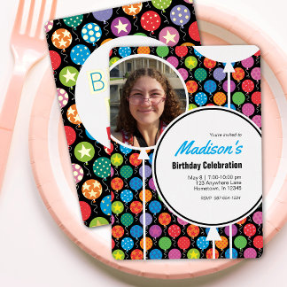 Balloons Custom Foto Geburtstagsparty Folieneinladung
