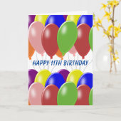 Balloons Design Personalisiert 11. Geburtstag Karte (Gelbe Blume)