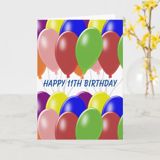 Balloons Design Personalisiert 11. Geburtstag Karte (Gelbe Blume)