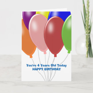 Balloons Design Personalisiert 4. Geburtstag Karte