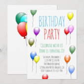 Balloons Einladung zum Geburtstag (Vorne/Hinten)