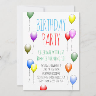 Balloons Einladung zum Geburtstag