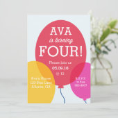 Balloons Einladung zum Geburtstag (Stehend Vorderseite)