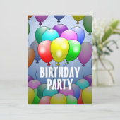 Balloons Einladung zum Geburtstag (Stehend Vorderseite)
