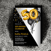 Balloons Elegant Black | Gold 50. Geburtstagsparty