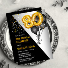 Balloons Elegant Black | Gold 80. Geburtstagsparty