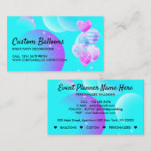 Balloons Event Party Planer Dekoration Aquamarin Visitenkarte (Vorne/Hinten)