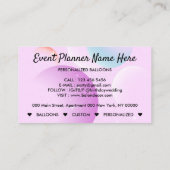 Balloons Event Party Planer Dekoration hell rosa Visitenkarte (Rückseite)