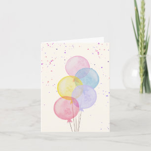 Balloons Farbige pastellfarbene Aquarellbilder Karte