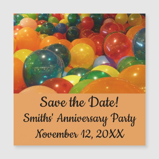 Balloons Farbiges Party Design Save the Date Magnetkarte (Vorderseite)