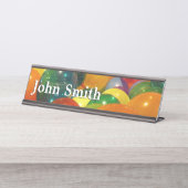 Balloons Farbiges Party Design Schreibtischnamensplakette (Vorderseite )