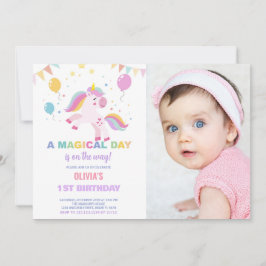 Balloons Flags Unicorns Geburtstagsfeierlichkeiten Einladung