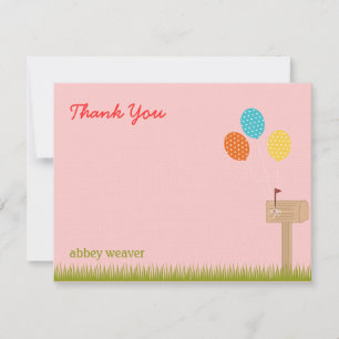 Balloons Flat Vielen Dank Karte - Rosa