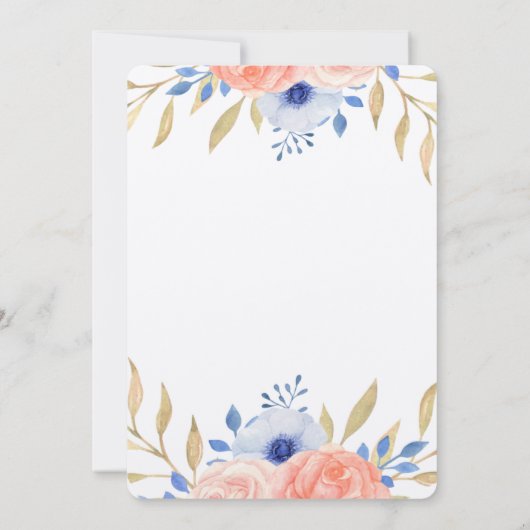 Balloons Floral Baby Dusche Einladung (Rückseite)