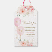 Balloons Floral Twins Baby Dusche Vielen Dank für Geschenkanhänger (Vorderseite)