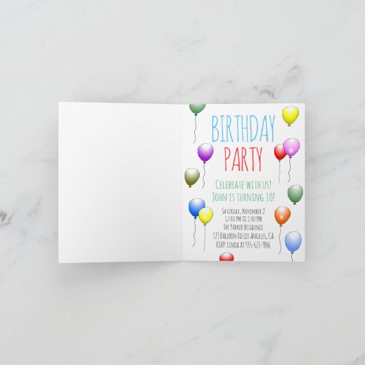 Balloons folgten der Einladung zum Geburtstag (Innenseite)
