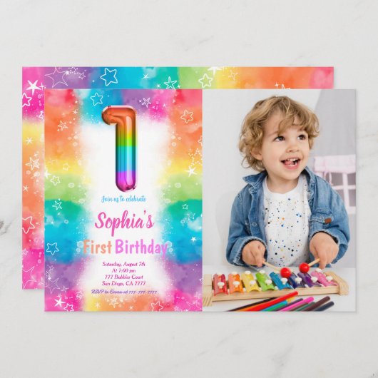 Balloons Foto Einladung (Vorne/Hinten)