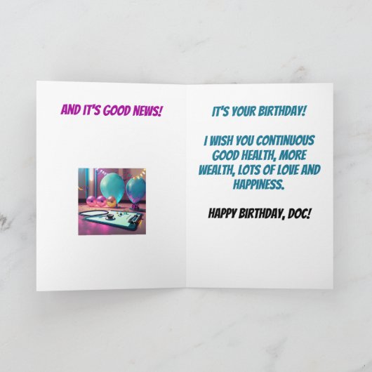Balloons Funny Doctor Birthday Karte (Innenseite)