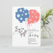 Balloons Gender Reveal Party Einladung (Stehend Vorderseite)