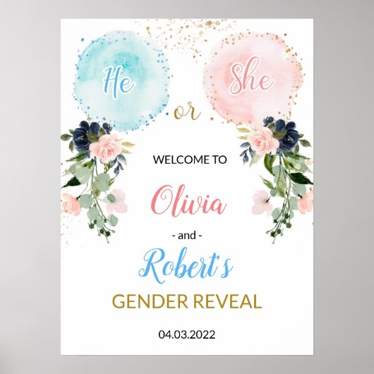 Balloons Gender Reveal Welcome Poster (Vorne)