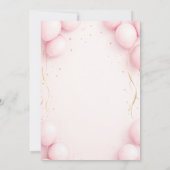 Balloons Girly Pink Kalligraphie Elegant Sweet 16 Einladung (Rückseite)