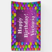 Balloons Glitzer Glücklich Geburtstag Brauch Vinyl Banner (Vertikal)