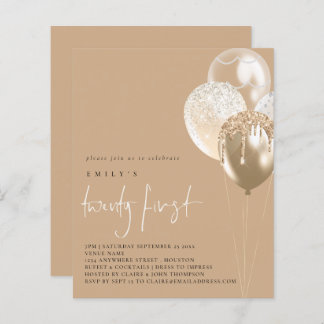 Balloons Gold Elfenbeinküste 21. Party Einladung