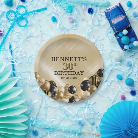 Balloons Gold Geburtstag Pappteller (Party)