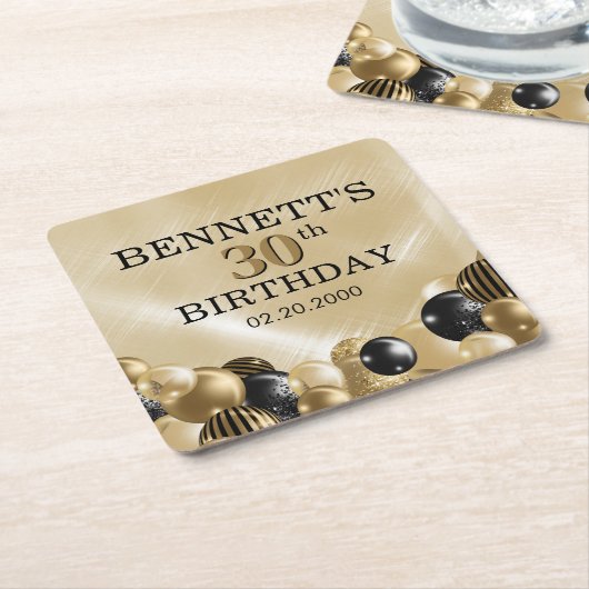 Balloons Gold Geburtstag Rechteckiger Pappuntersetzer (angewinkelt)