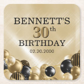 Balloons Gold Geburtstag Rechteckiger Pappuntersetzer (Vorderseite)
