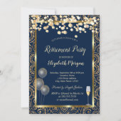 Balloons Gold Mandala Blue Pension Einladung (Vorderseite)