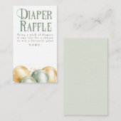 Balloons Green Diaper Raffle Baby Duschkarten Begleitkarte (Vorne/Hinten)
