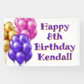 Balloons Happy Birthday Girls Party Banner (Horizontal)