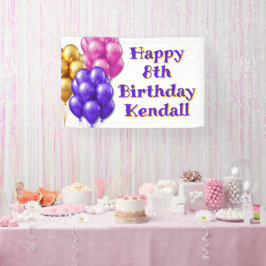 Balloons Happy Birthday Girls Party Banner