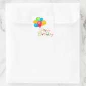 Balloons Happy Birthday Quadratischer Aufkleber (Tasche)
