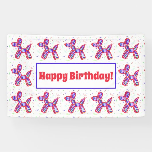 Balloons Hunde Party Happy Birthday Banner (Horizontal)