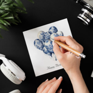 Balloons in Delft Blue, anpassbar Einladung