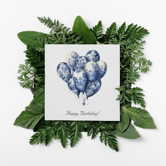 Balloons in Delft Blue, anpassbar Einladung