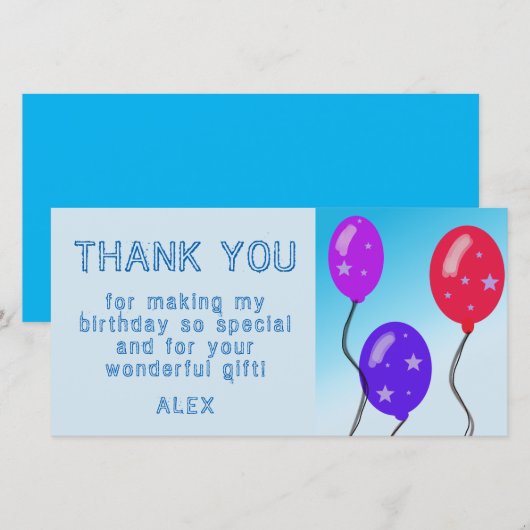 Balloons Kindergeburtstag Vielen Dank Message Card Dankeskarte (Vorne/Hinten)