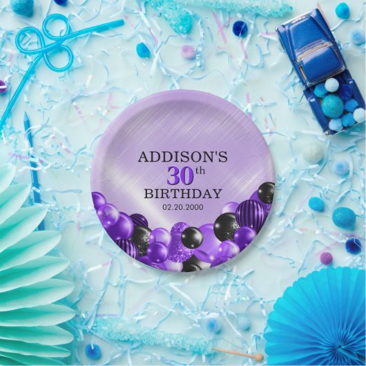 Balloons Lila Geburtstag Pappteller (Party)