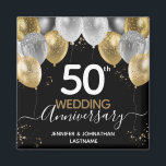 Balloons Magnet zum 50. Hochzeitstag<br><div class="desc">Elegante Imitate Goldballons grenzen an schimmernde Konfetti-Highlights an der oberen Grenze. Alle Texte sind individuell einstellbar und lassen sich für Ihr eigenes Party leicht ändern. Großartiges elegantes 50-jähriges Template Design.</div>