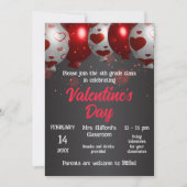 Balloons mit dem Hearts Valentine's Day School Par Einladung (Vorderseite)