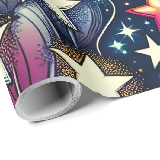 Balloons mit Glitzer Stars Geschenkpapier (Rolleneckpunkt)